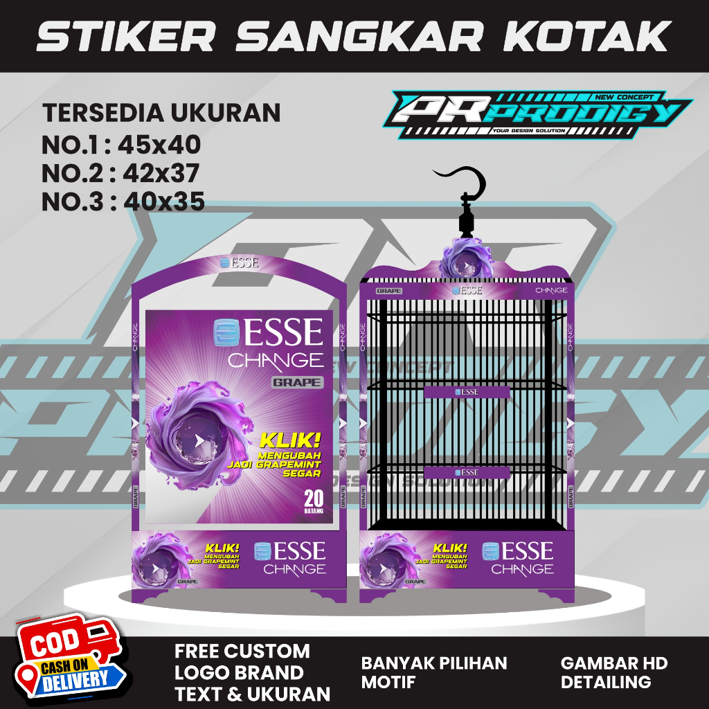 Jual Stiker Decal Sangkar ESSE GRAPE / Sangkar Koper / Kosan / Ceper ...