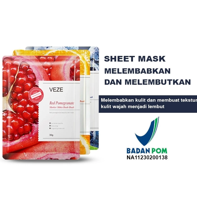BPOM - Veze Fruit Extract Facial Mask Masker Wajah Glowing Skin Moistuirizing Skin Smooth Skin 30g | AutoStock