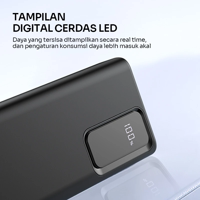 ROBOT Powerbank Fast Charging 10000mAh 22.5W Built IN Type-C Cable 60cm Dual Input dan Dual Output With LED Display
