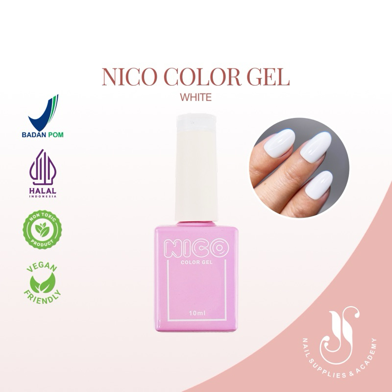 Jual Nico Color WHITE Halal Vegan BPOM Non Toxic Color Gel Kutek Kuku ...