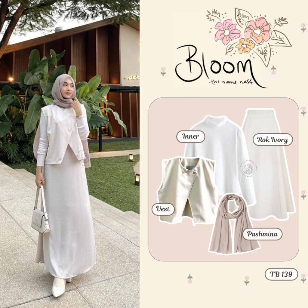 Jual Set Outfit Hijab Wanita Simple Elegant Look Oneset 4 IN 1 Atasan ...