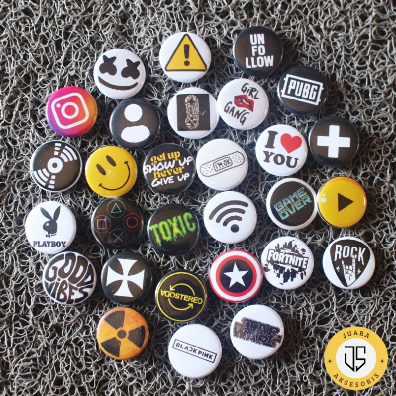 Jual JUARA - PIN BROS Mini Bulat 2.5mm Gambar Lucu Keren Aksesoris Bros ...