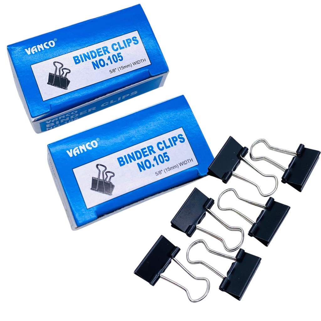 Jual (12 PCS) BINDER CLIP VANCO NO.105 BLACK (15mm) / PENJEPIT KERTAS ...