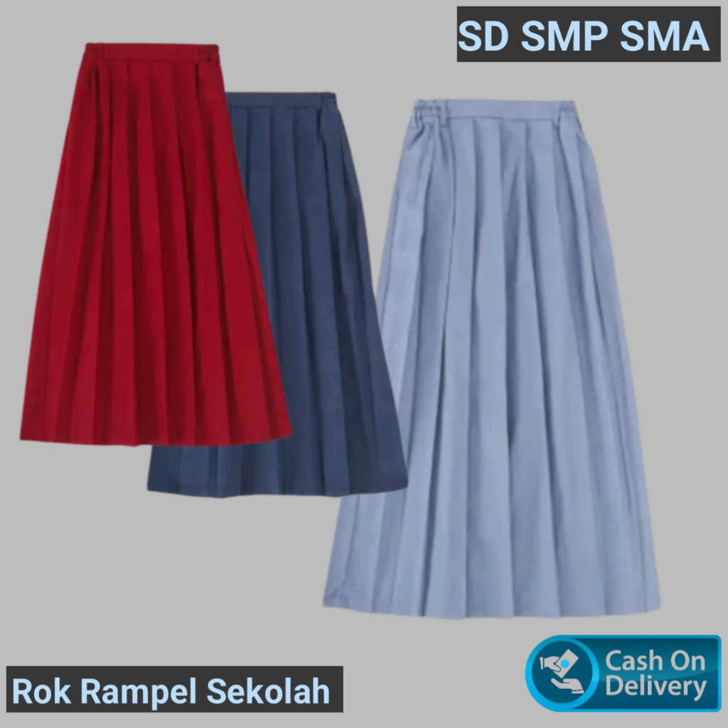 Jual ROK REMPEL PANJANG SMP SMA/ROK SERAGAM SEKOLAH PANJANG MODEL ...