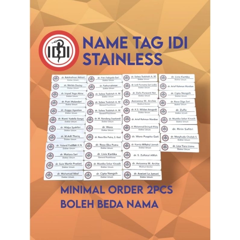 Jual #NAMETAG IDI Name Tag stainless grafir magnet logo IDI | Shopee ...