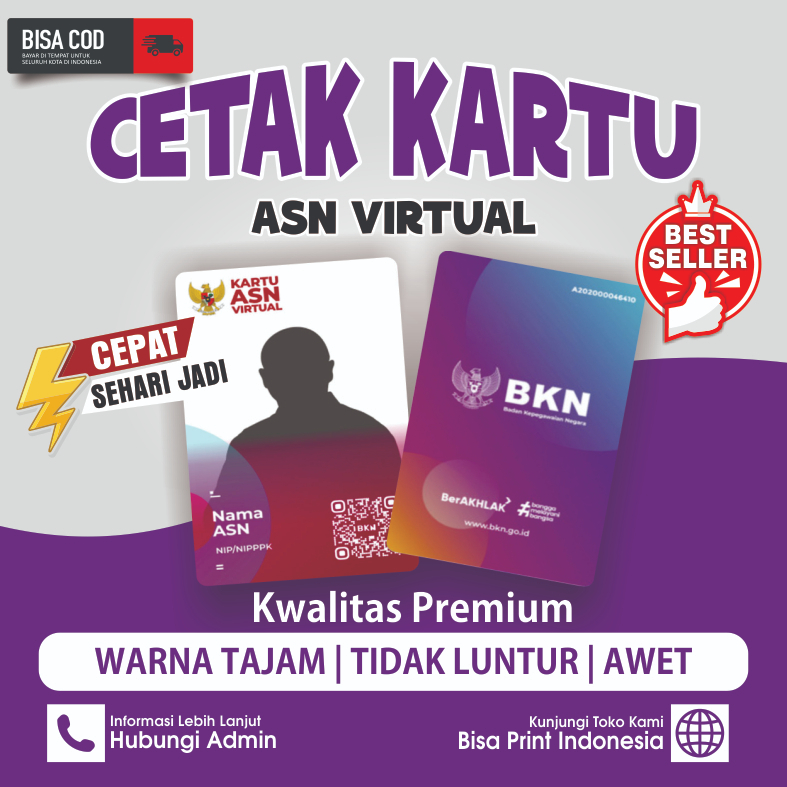 Jual Cetak ID Card Kartu Digital Fisik Kartu ASN Bisa Satuan Anti ...
