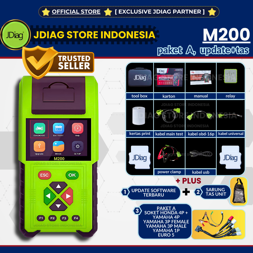Jual ORIGINAL JDIAG M200 DENGAN PRINTER DAN SCANNER SEMUA MOTOR JDIAG M ...