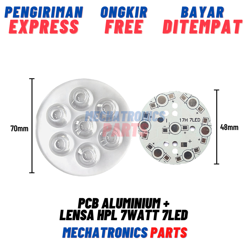 Jual [DSP-9446] PCB ALUMINIUM + LENSA HPL 7WATT 7LED HPL 47/70MM ...