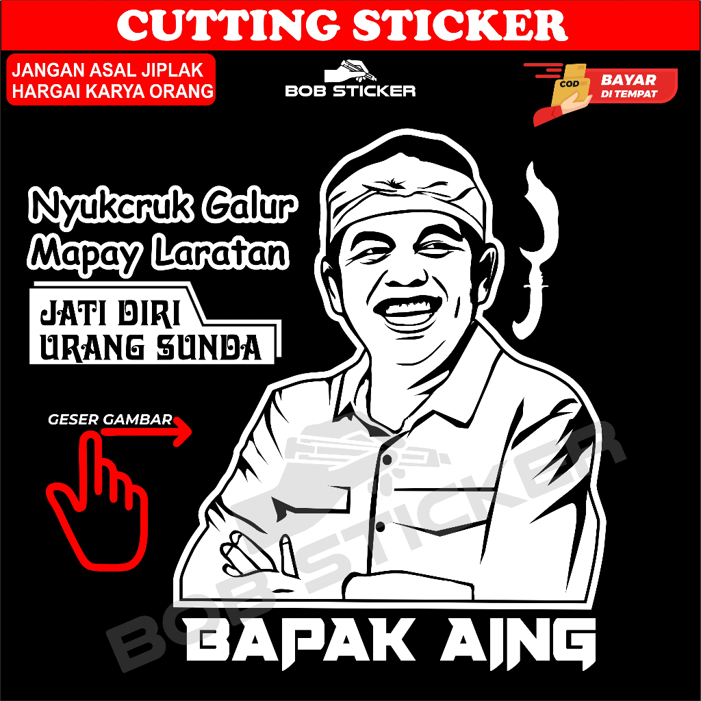 Jual Cutting Stiker wajah dedi mulyadi / KDM / Bapa Aing / kata-kata ...