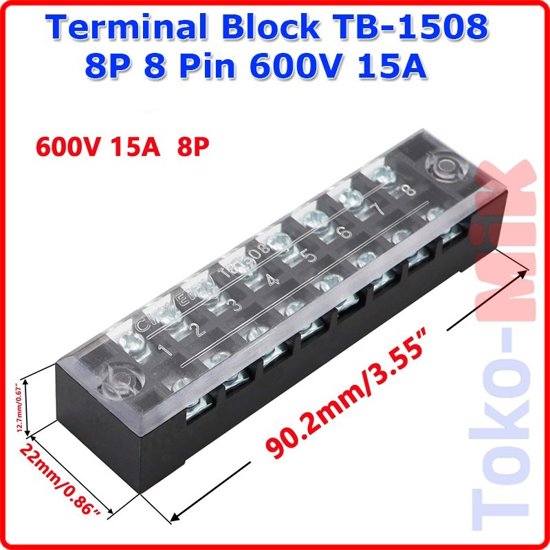 Jual TB-1508 TERMINAL BLOCK BLOK 8 KABEL 8 PIN 8P SEKRUP 3MM TB1508 15A ...