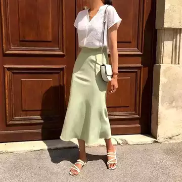 Satin Long Skirt Rok Satin Silk Panjang M Sampai XXL