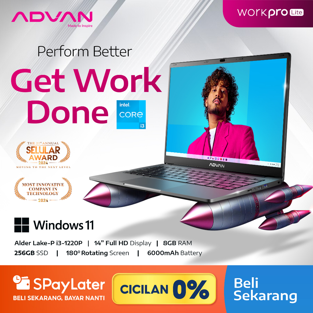 Jual [SPL CICILAN 0%] ADVAN Laptop Workpro Lite Intel Core i3 1220P