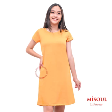 MiSoul Dress Wanita Premium Pendek Motif Polos Bahan Babyterry Daster Midi Hani