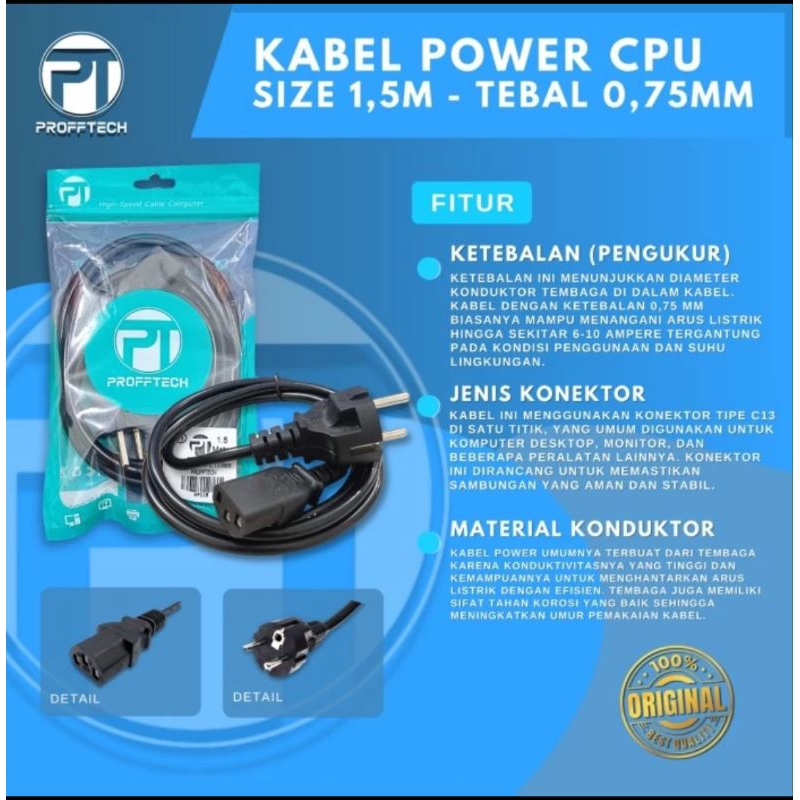 Jual kabel power cpu 1.5 meter | Shopee Indonesia