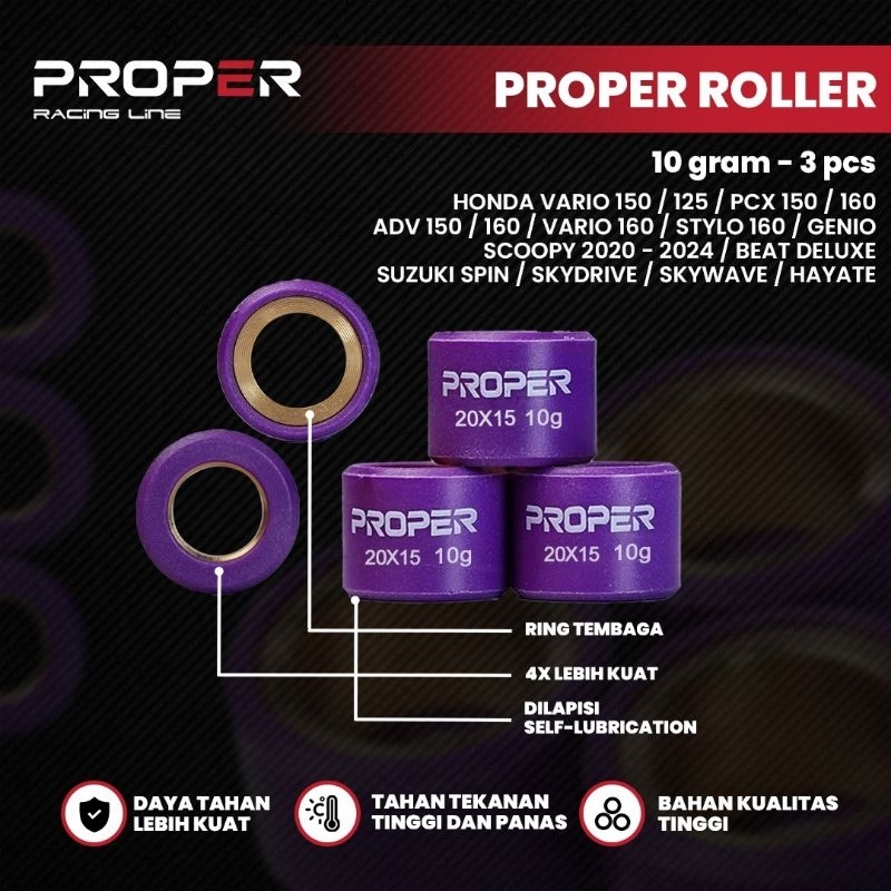Jual ROLLER PROPER 20X15 7-15 VARIO 125/VARIO 150/GENIO/BEQT DELUXE PCX ...