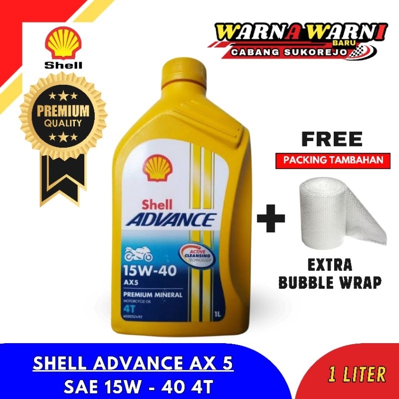 Jual OLI SHELL ADVANCE 15W-40 AX5 PREMIUM MINERAL 4T 1L ORIGINAL 100% ...