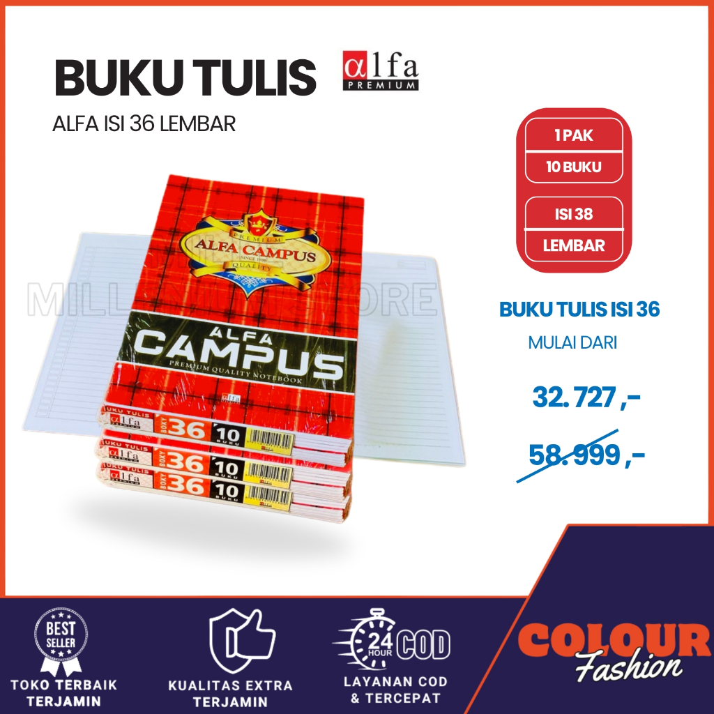 Jual (10 pcs) Buku Tulis Campus 36 Lembar / Buku tulis merk Campus