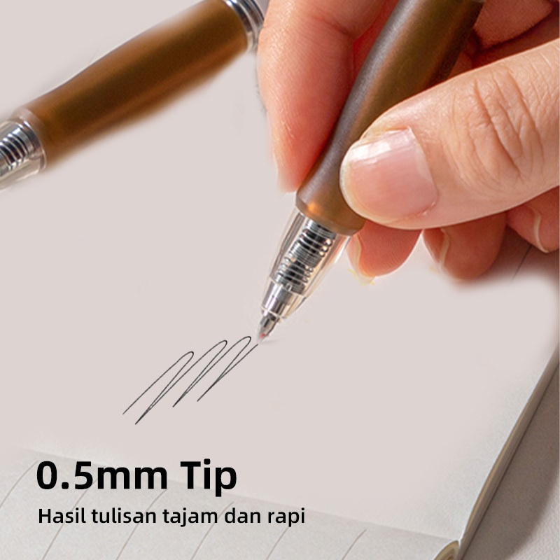 Deli Pulpen Gel Warna  / Color Gel Pen Pulpen Cetek 0.5mm Warna Cerah Vivid Comfortable Grip SA500 (3)
