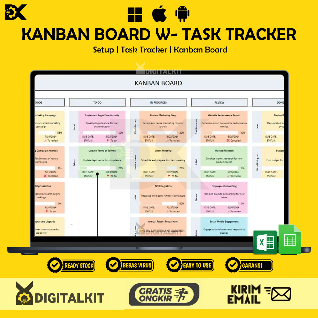 Jual [T0077] Kanban Board w/ Task Tracker for Small Business Project ...