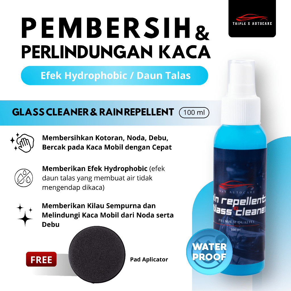 Jual Pembersih Kaca Glass Cleaner Efek Daun Talas Water Repellent 100 