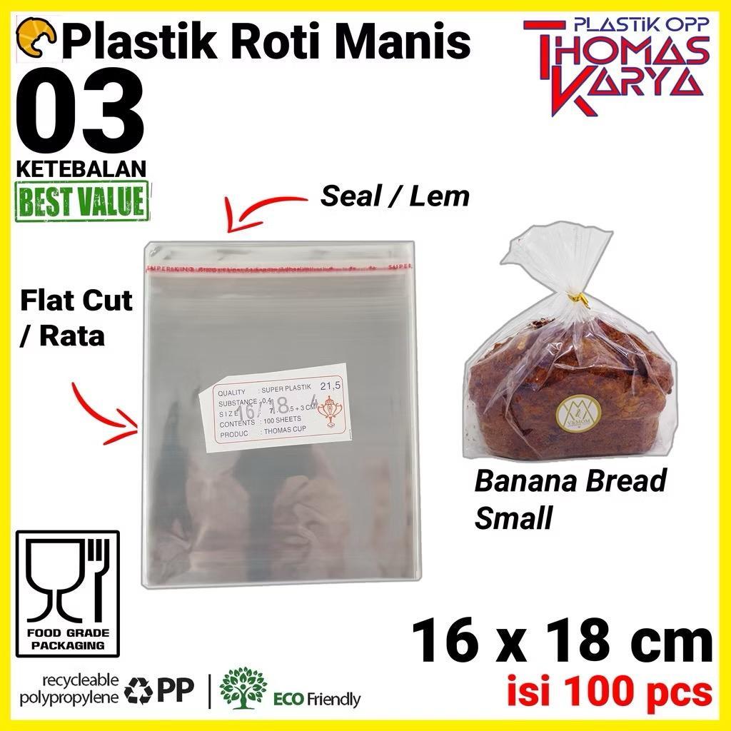 Jual Plastik OPP Roti 16x18 TEBAL Ekonomis | Isi 100 | Kantong Bening ...