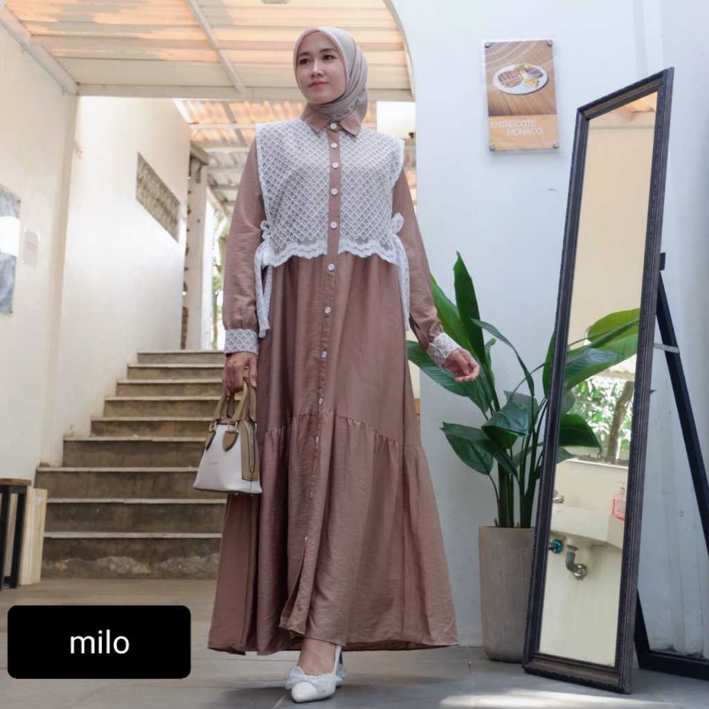 Jual MARYAM Dress Busui Brukat Tangan Panjang Gamis Wanita Muslim Polo Linen  | Shopee Indonesia