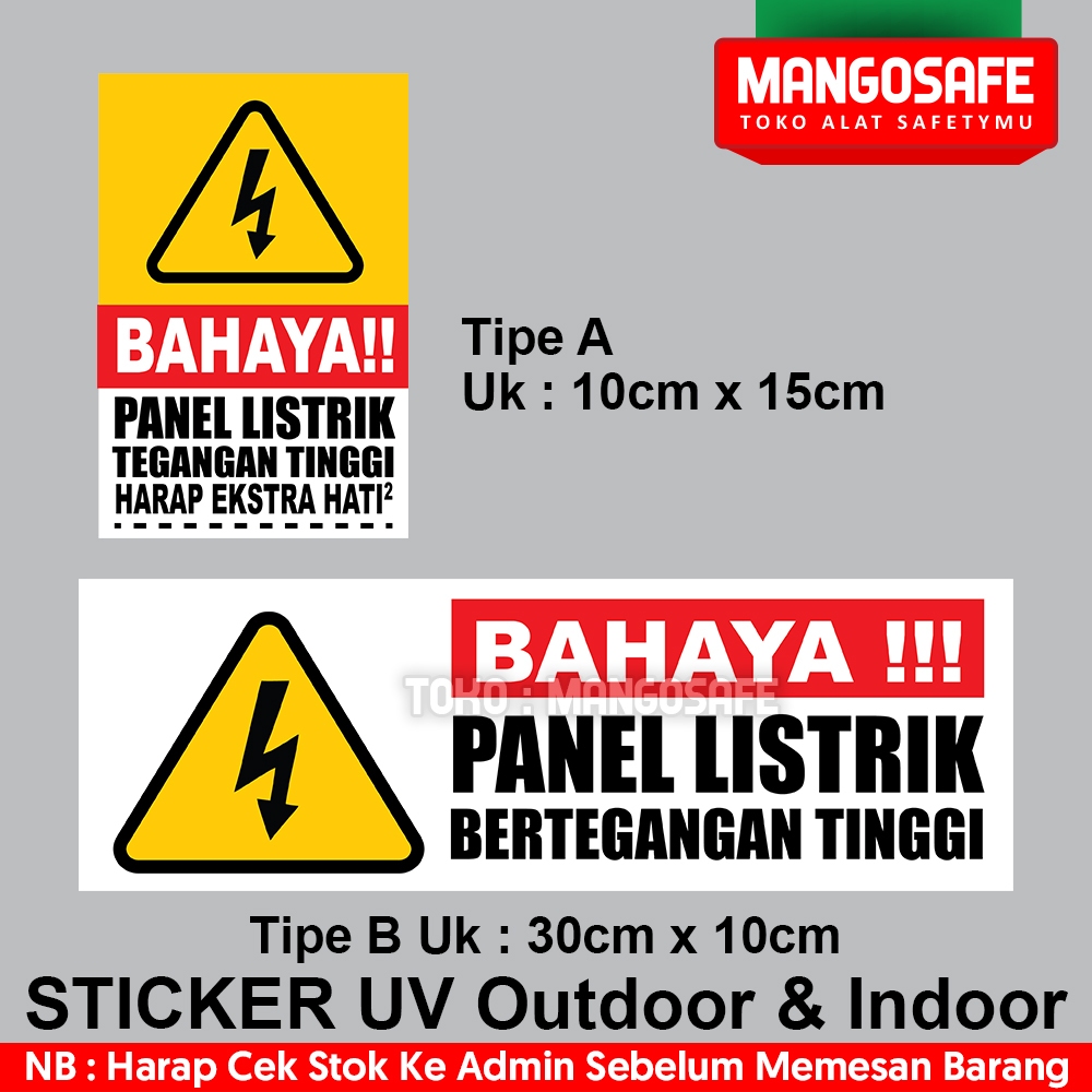 Jual Stiker Bahaya Panel Listrik Bertegangan Tinggi / Sticker UV Indoor ...