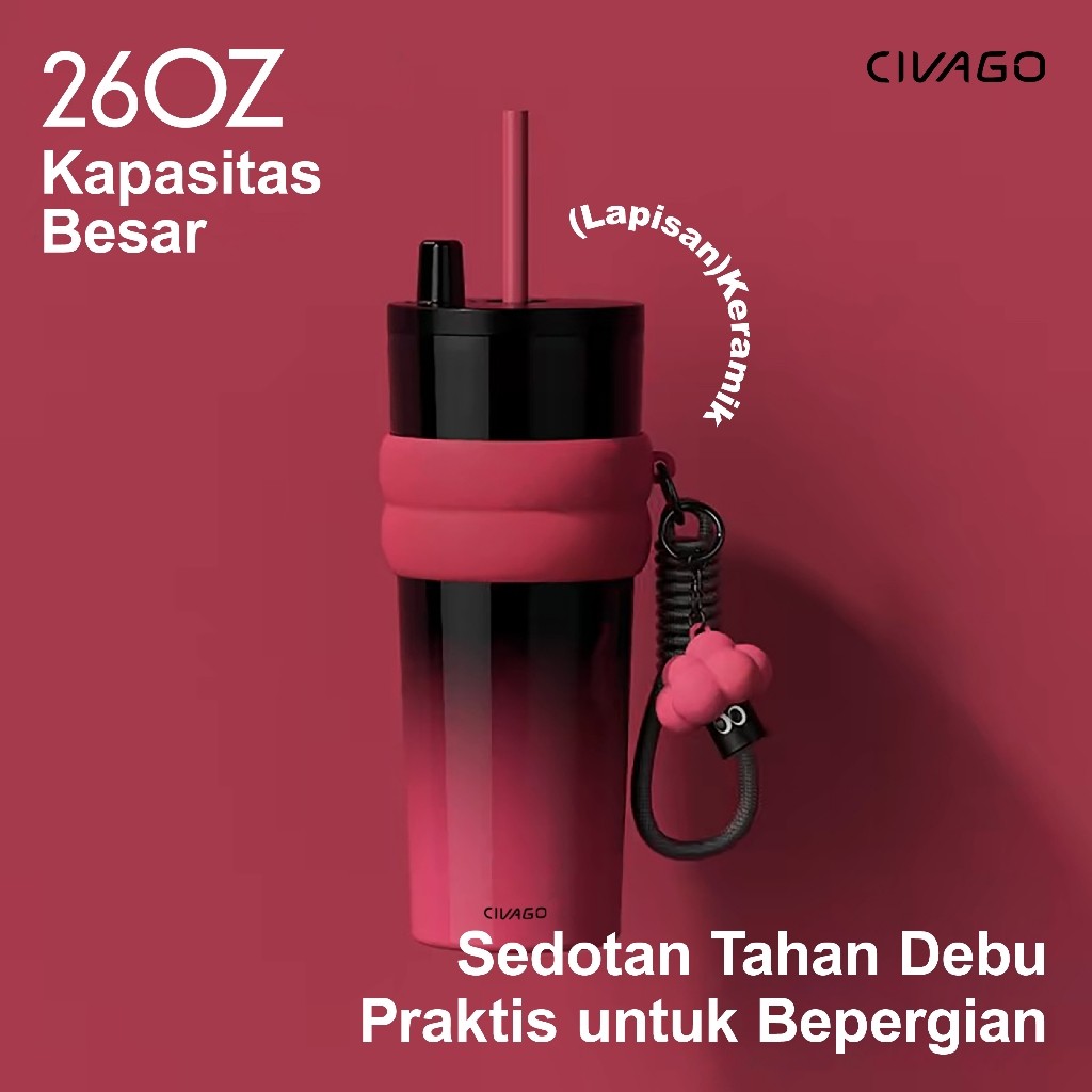 CIVAGO（26oz/768ml）Cangkir Mug Kopi Stainless Steel dengan Lapisan Dalam Keramik Termos Vakum Tumbler