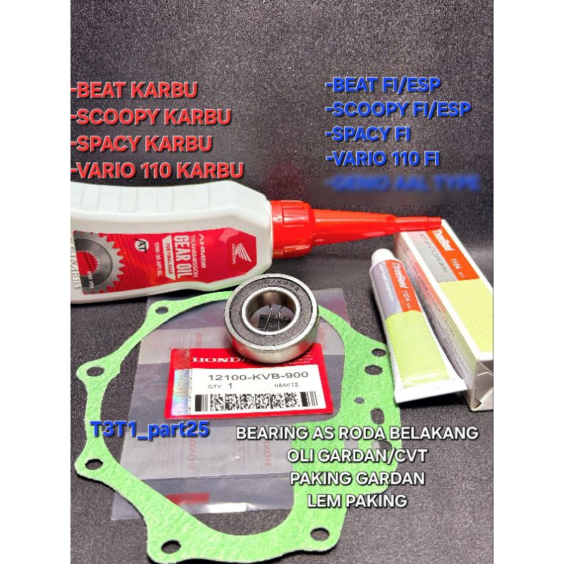 Jual paket 4 jenis bearing 60/22 As roda belakang beat/Vario 110/Scoopy ...