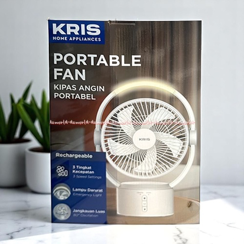 Jual Kris Portable Fan 9inch White Kipas Angin Swing Berputar Kiri ...