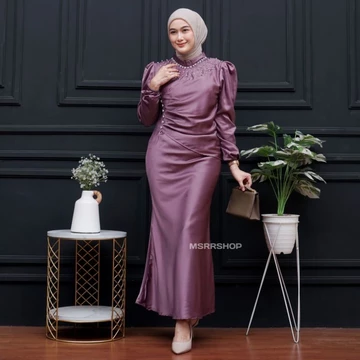 Vina Dress Satin Silk Premium Wanita Kondangan Muslim Body Fit Mermaid 2026