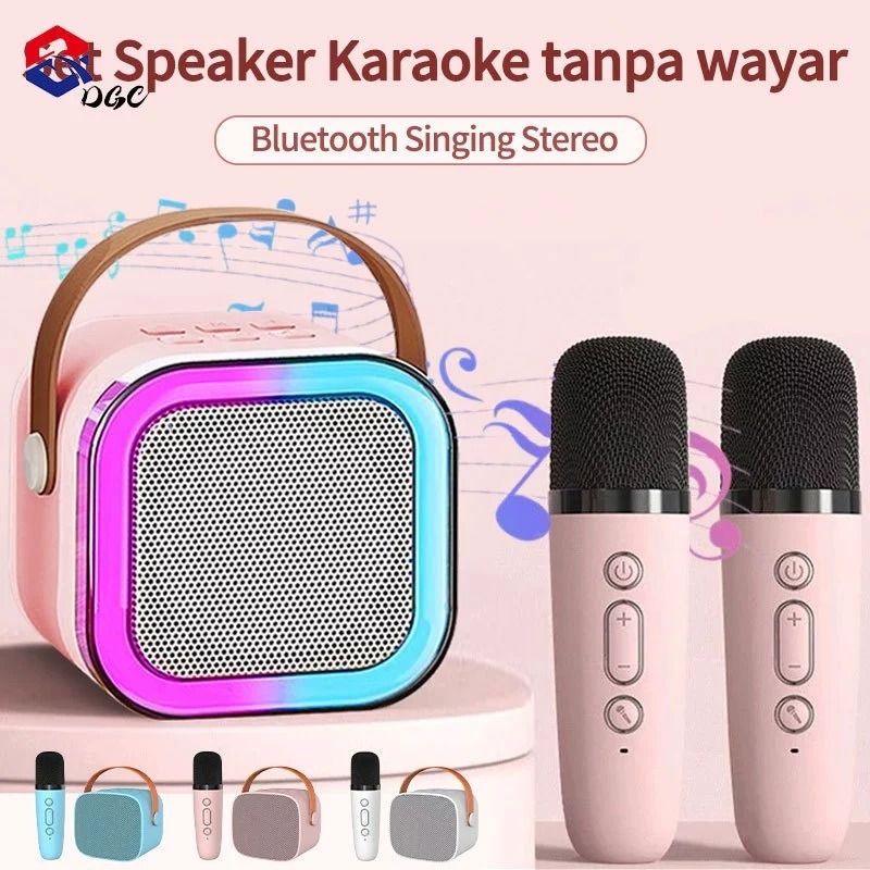 Jual { COD } SPEAKER KARAOKE BLUETOOTH MINI 2 MIC | Shopee Indonesia