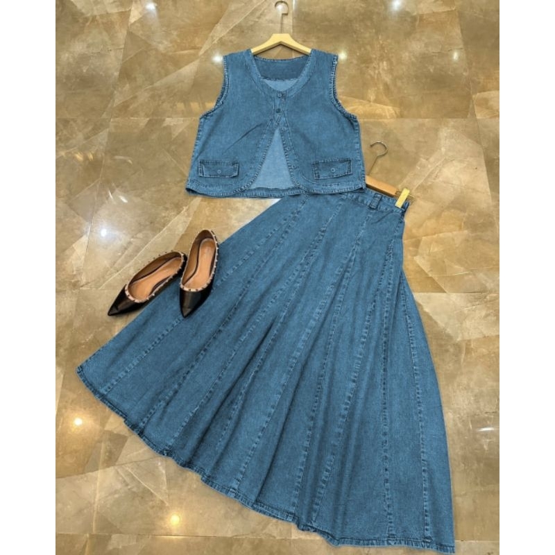 Jual Setelan Rok Wanita. Stelan Rok Jeans Wanita. One Set Rok. fashion ...