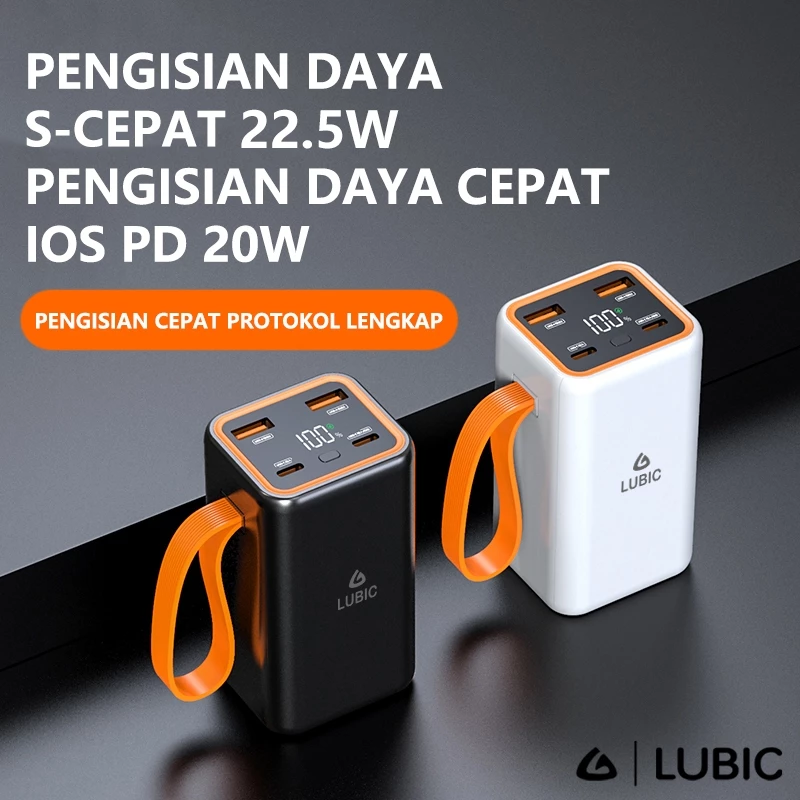 LUBIC Powerbank 20000mAh PD20W Fast Charging Dual USB Dual Tpye C LED Display Bank daya