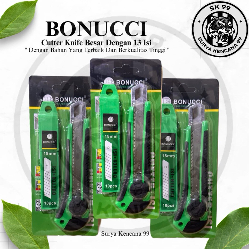 Jual BONUCCI Pisau Cutter 18mm + isi 10Pcs karter pemotong /Cater ...