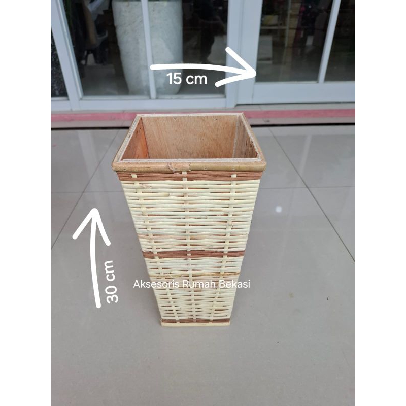 Jual POT ANYAM BAMBU ROTAN TINGGI 30 CM | Shopee Indonesia