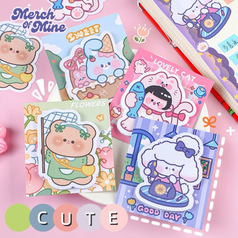 Jual Merch Of Mine Sticky Notes Animal Characters Memo Journal Sticker ...