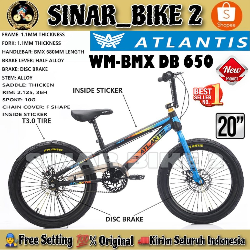 Jual Sepeda Anak Laki BMX ATLANTIS 650 // ATLANTIS 650 WT Ban Jumbo 3.0 ...