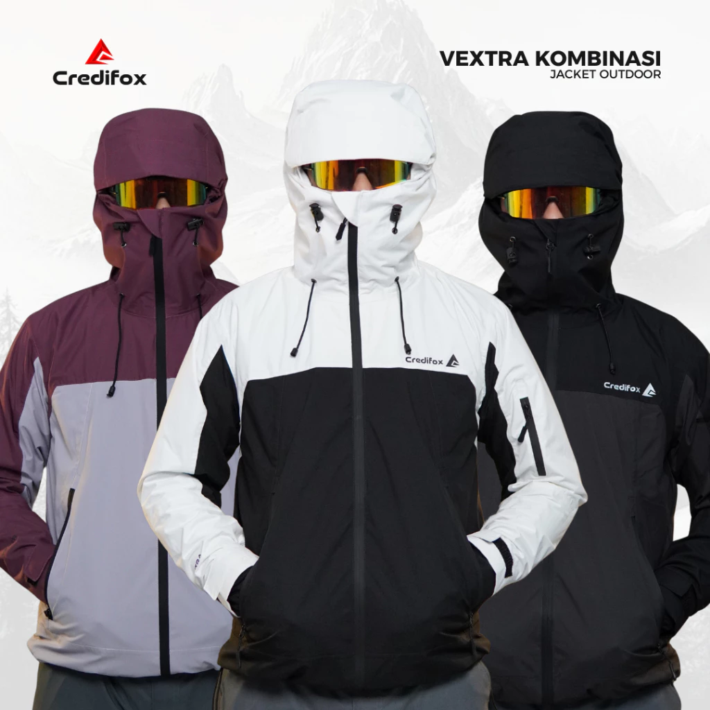 CREDIFOX Jaket Gorpcore Seri VEXTRA KOMBINASI Bahan Taslan Balon Full Seamsealed Waterproof - Gorpcore Jacket