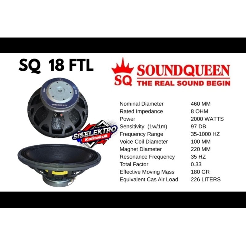 Jual speaker 18 inch soundqueen 18 ftl speaker sq18ftl SQ 18ftl