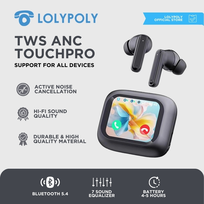 Jual LOLYPOLY Earphone Wireless Touchpro With LED Active Noise ...