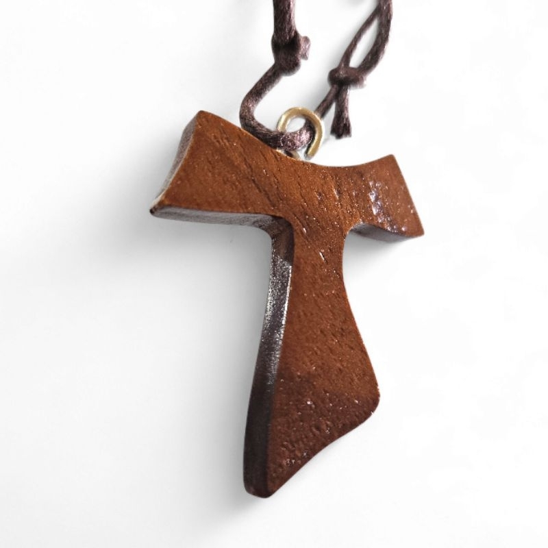 Kalung Salib Tao Kayu Polos 4 cm 2