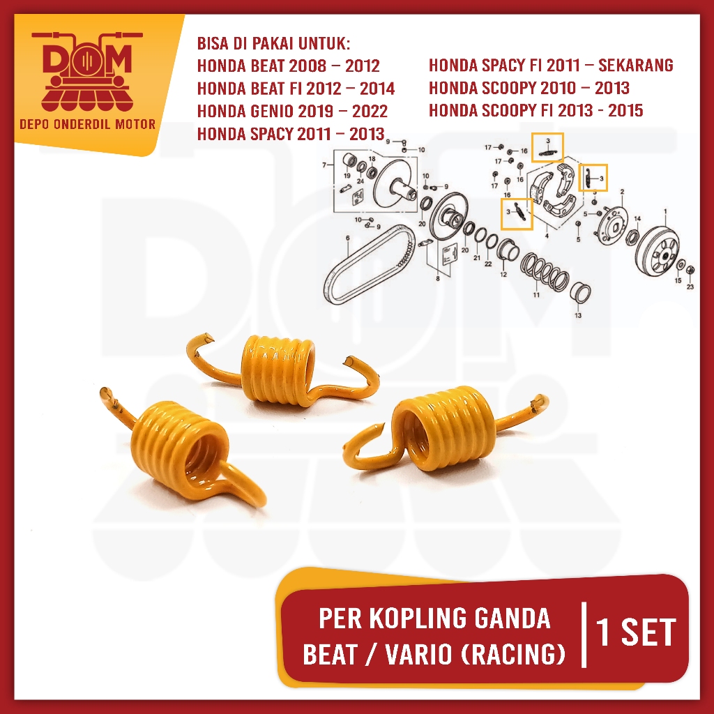 Jual Per Kampas Ganda Beat Racing 1500 Rpm Kuning (PSP) Spring Pir Ver ...