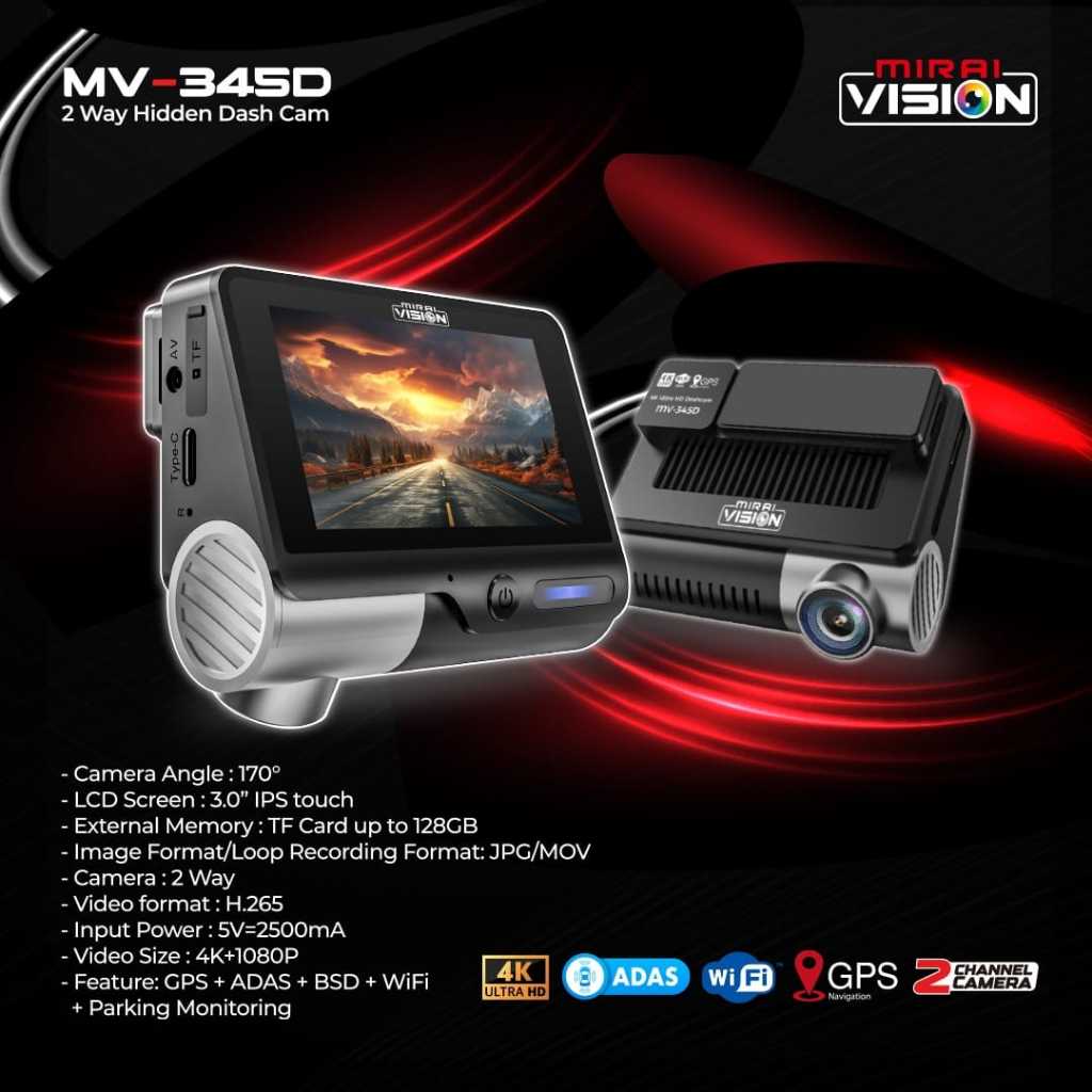 Jual Kamera Mirai MV 345 D 2 Way Camera 4K Dashcam ADAS / Mirai Vision ...