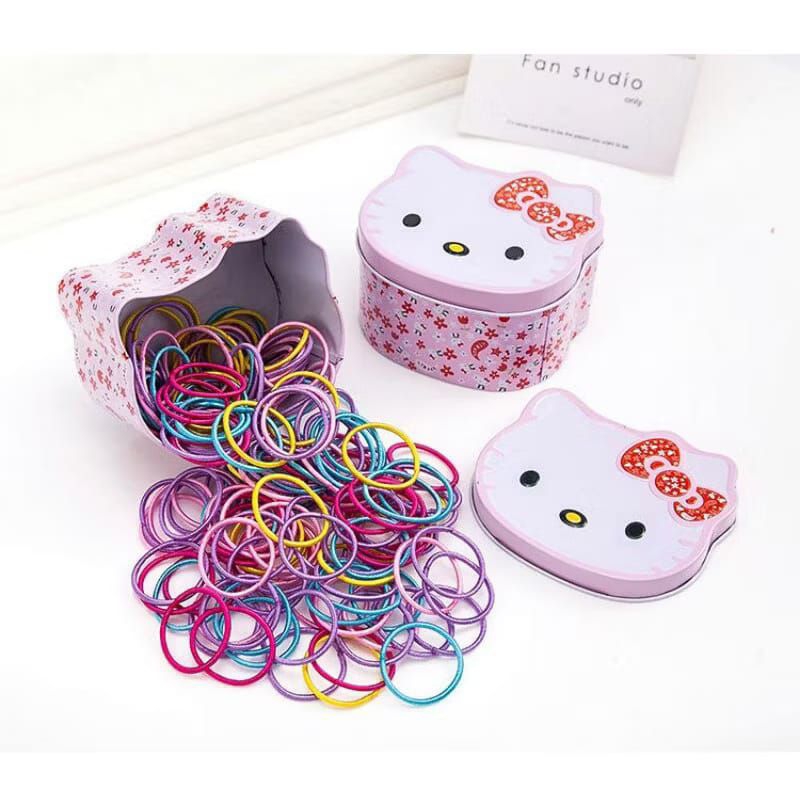 Jual Ikat Rambut isi 100 pcs + Box Hello Kitty | Shopee Indonesia