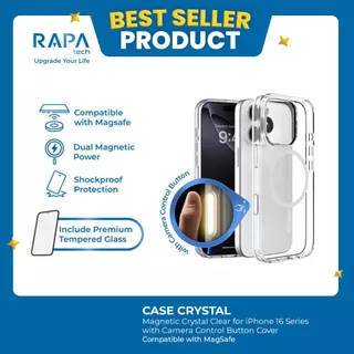RAPAtech Hybrid MagSafe Clear Case iPhone 12 13 14 15 16 17 series with Camera Control Button Case Crystal 2 in 1 with Premium Tempered Glass Case iPhone Magsafe