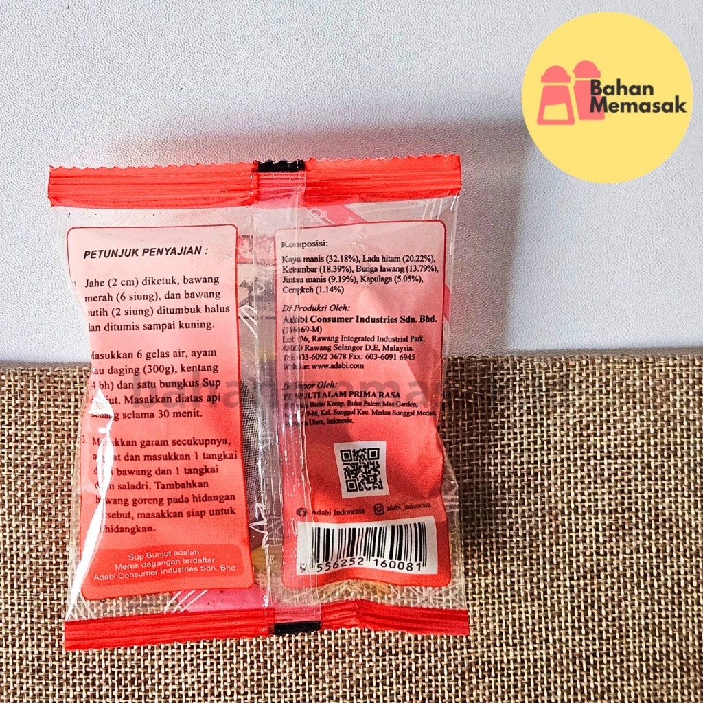 paket bumbu sup tulang adabi dengan label halal namun terbatas pada satu rasa