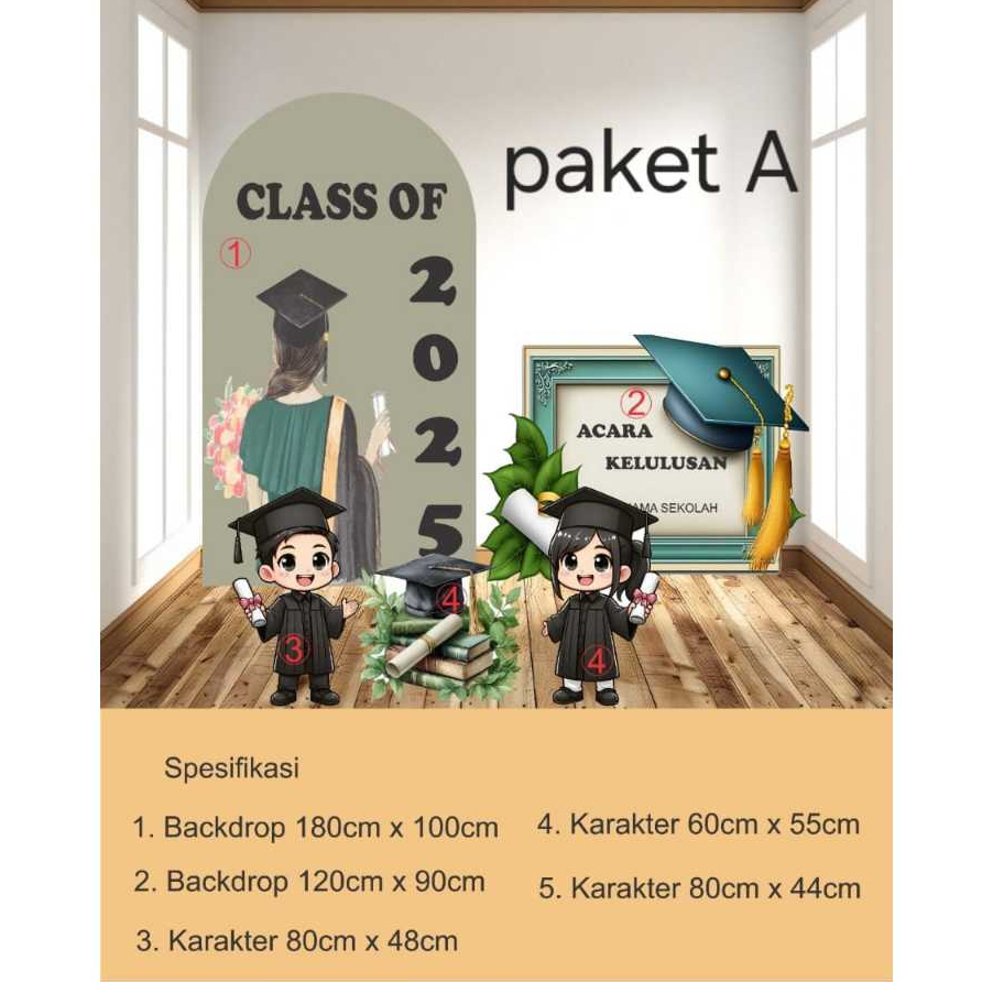 Jual paket dekorasi tema graduation UV print / standing karakter dan ...