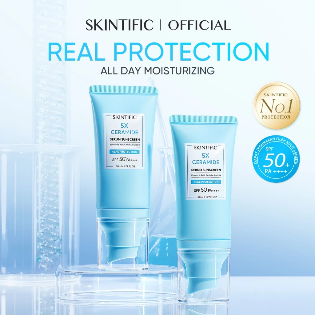Skintific 5X Ceramide Serum Sunscreen SPF 50 dan PA++++ 50ml - Formula Canggih Baru