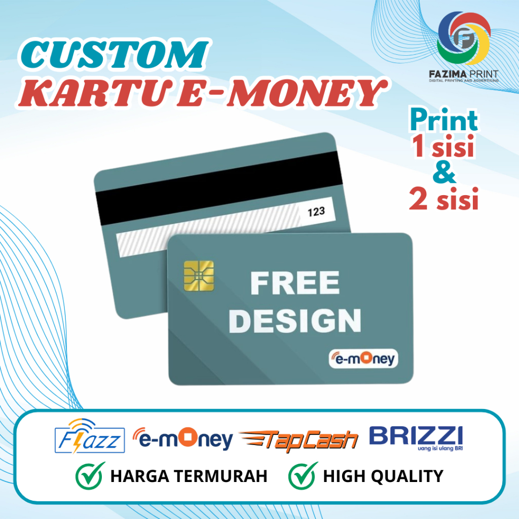 Jual PROMO Custom Print ETOLL Emoney Flazz Brizzi Tapcash 1 sisi ...